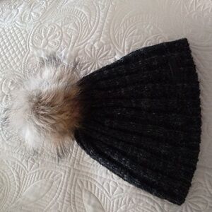 BULA Wool and Alpaca Blend Beanie with Faux Fur Pom-Pom